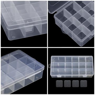 Belle Vous Aufbewahrungsbox Kunststoff-Sortierboxen für Kleinteile (4 Stück), Klare Kunststoffsortierboxen (4 Stk) - Große Fadenspeicherung