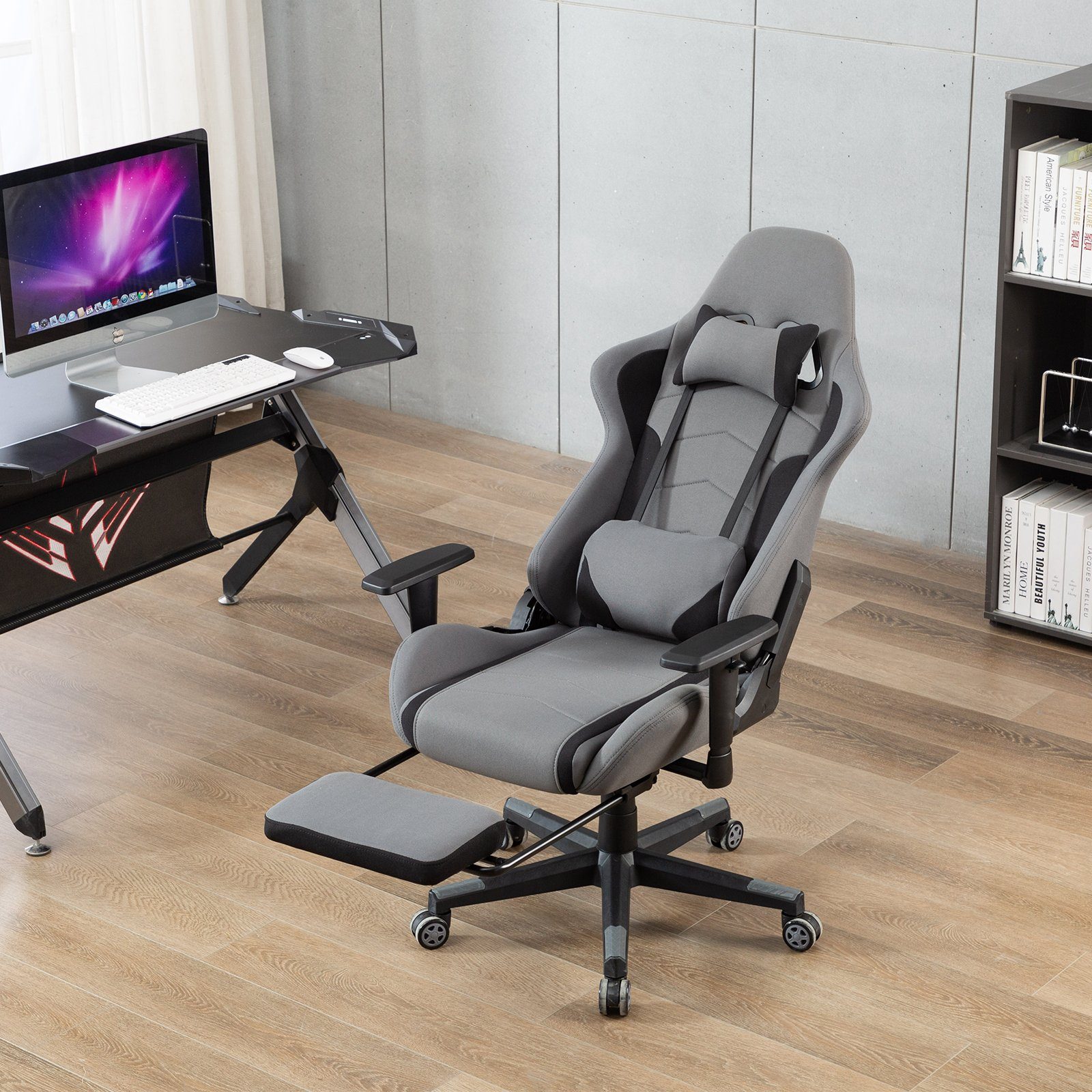 Intimate WM Heart Ergonomischer Rückenlehne Gaming-Stuhl Bürostuhl, und Fußstütze Hoher Computerstuhl, mit Einziehbarer