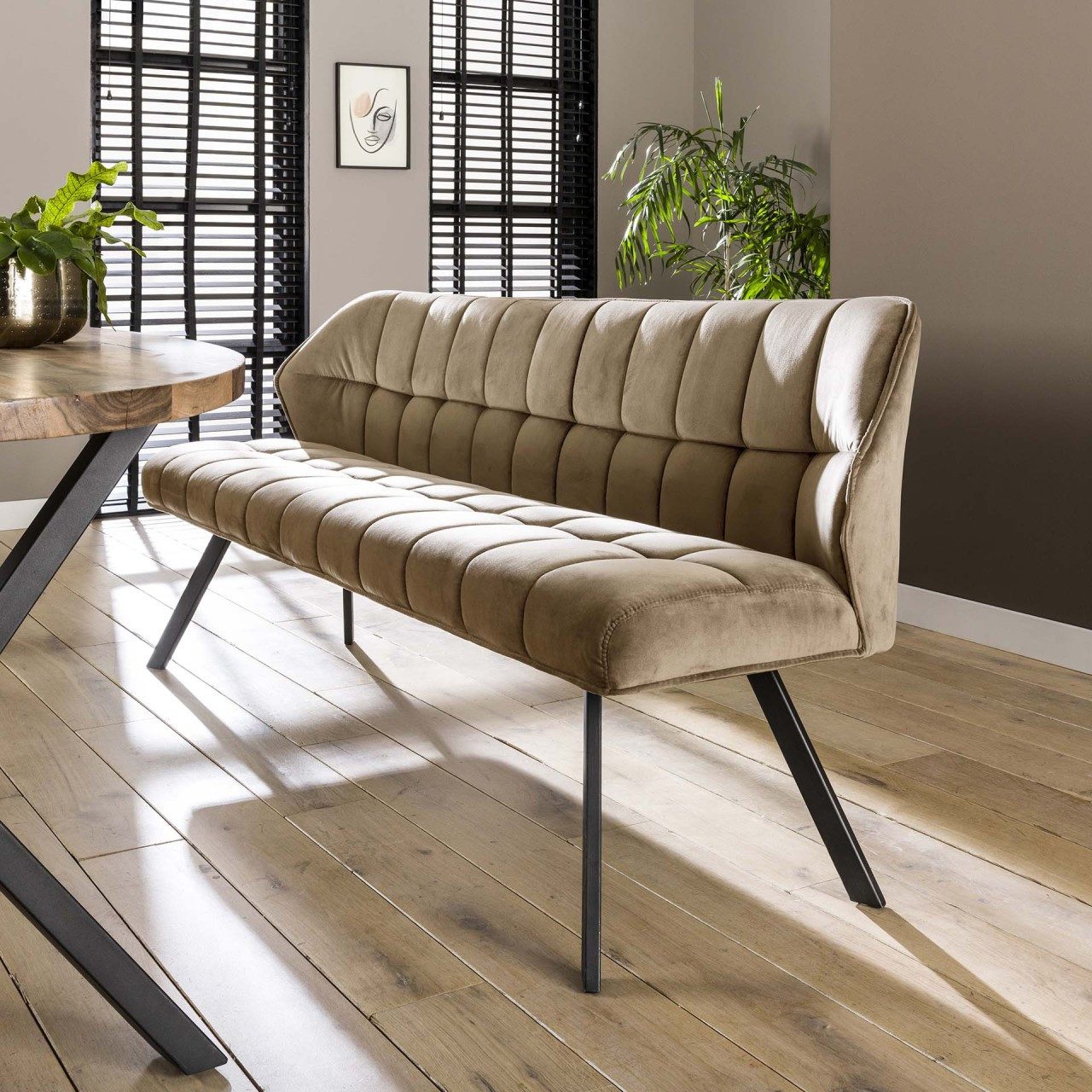 Vintagehaus Polsterbank Set Esstischbank Raster + günstig online kaufen