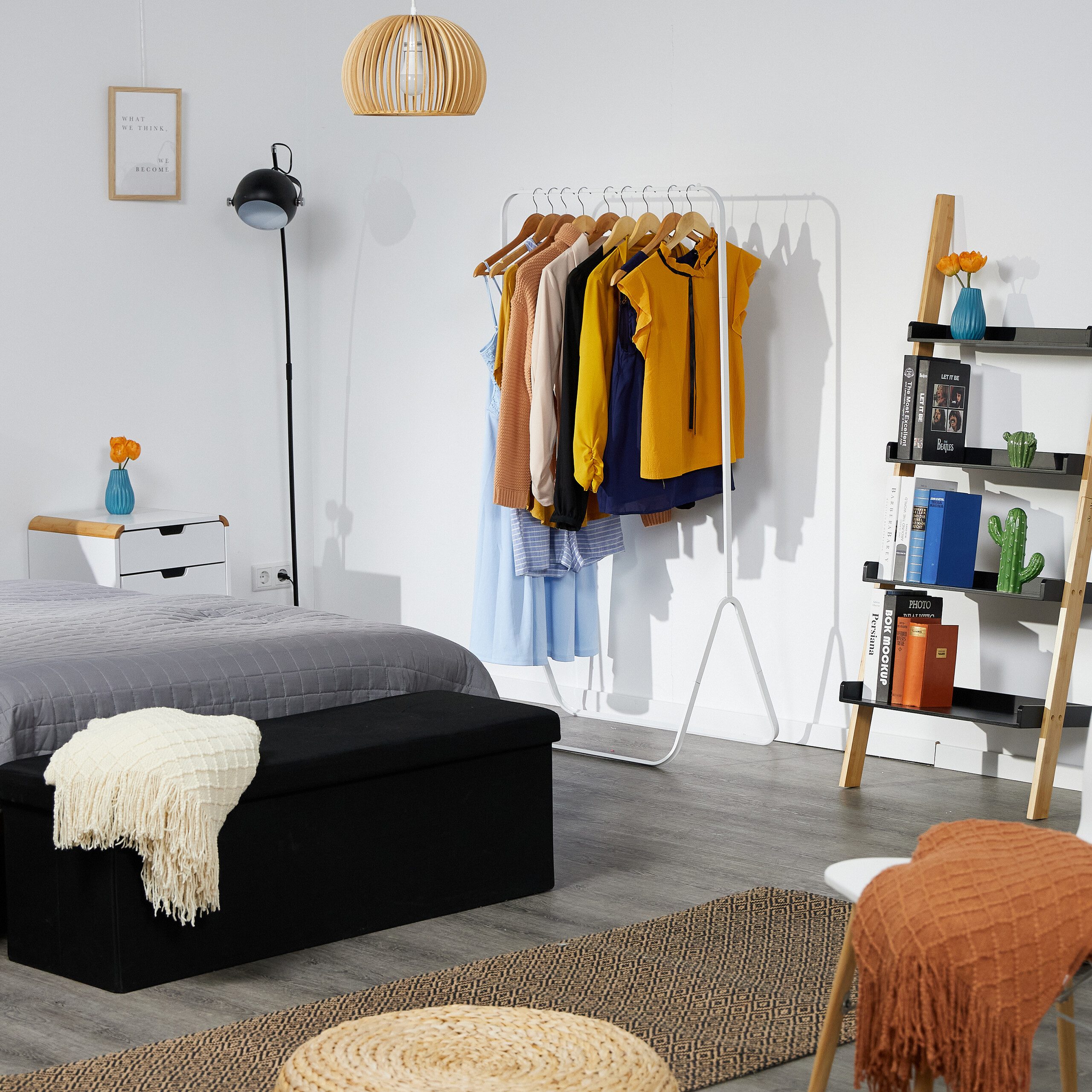 relaxdays Kleiderständer Weißer Kleiderständer aus Metall günstig online kaufen