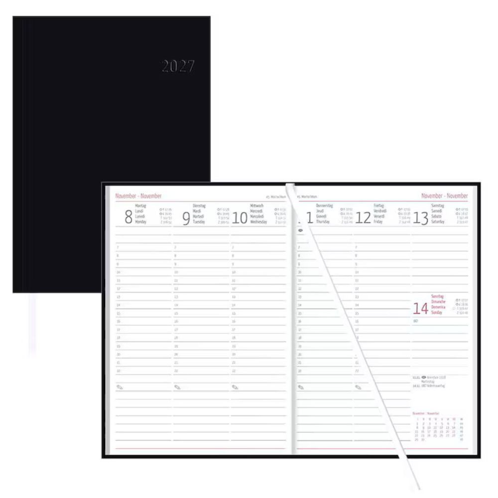 ZETTLER Buchkalender Buchkalender 2027 schwarz ca.A5 Wochenplaner Mod. 766 (1-tlg)