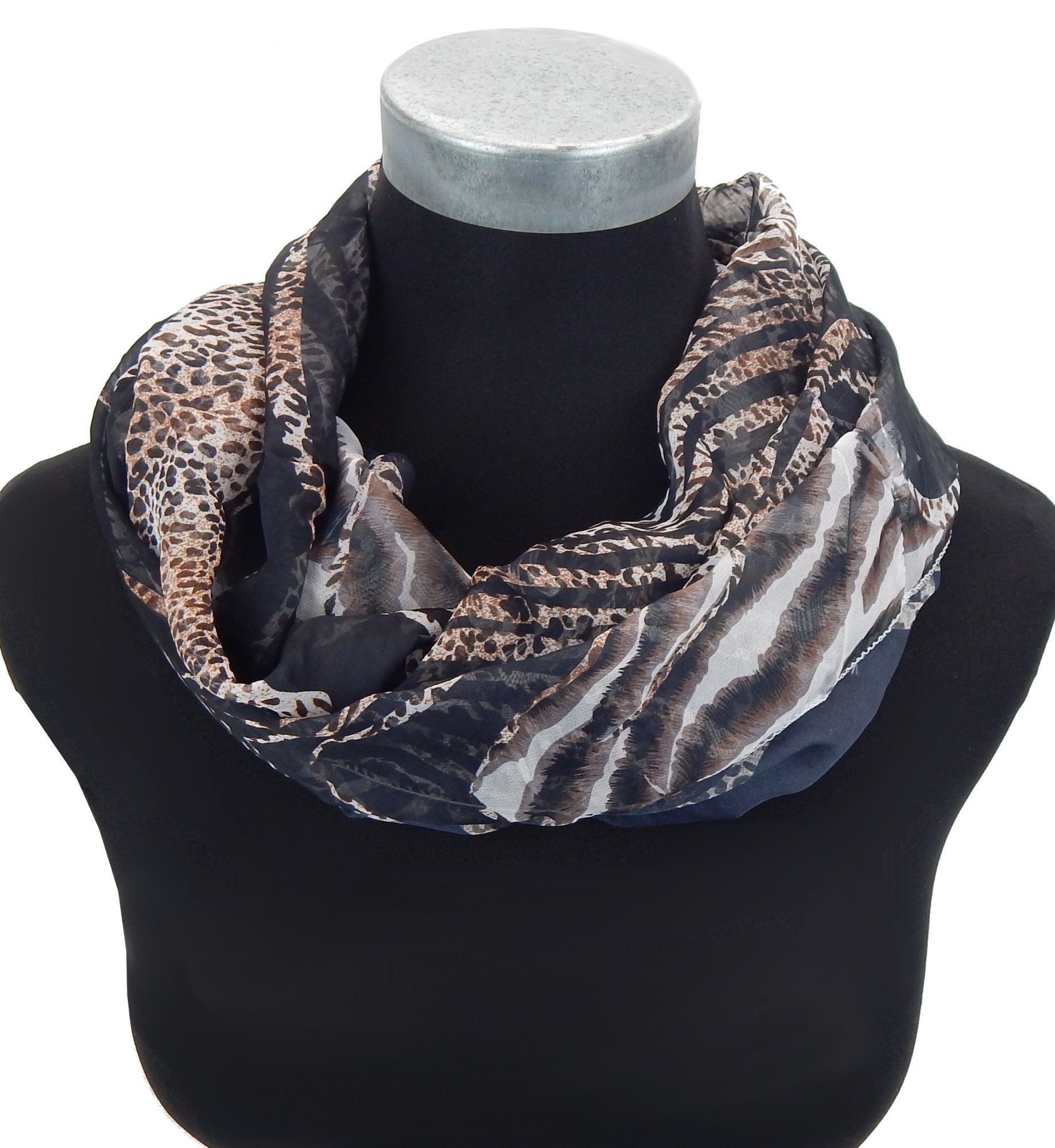 Ella Jonte Loop, kleiner leichter Rundschal mit Animal Print Leopard günstig online kaufen