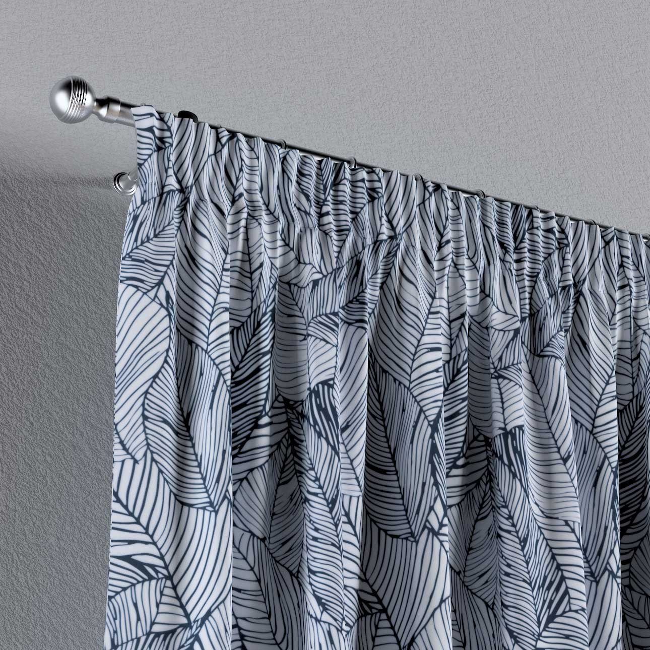 Dekoria Vorhang Kräuselband 130x100 cm, Vorhang dunkelblau-weiß Velvet, mit