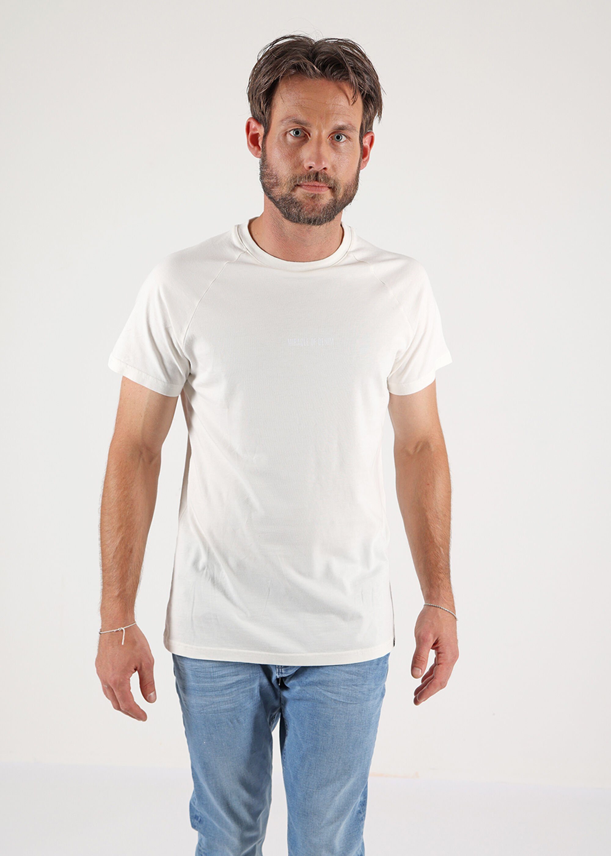 unifarbenen im T-Shirt Denim Design Miracle White of