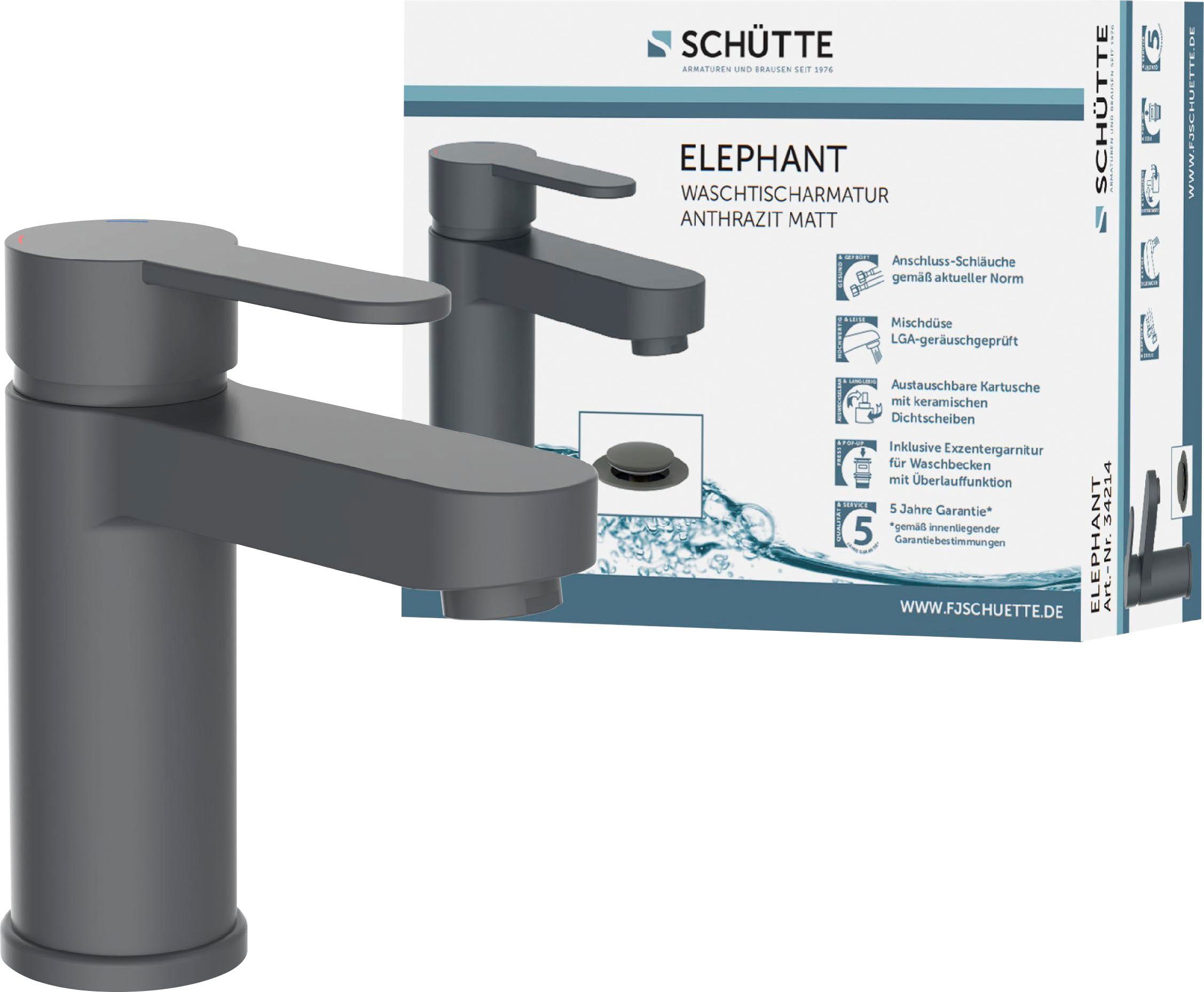 Schütte Waschtischarmatur ELEPHANT inkl. Exzenter, Marken-Mischdüse, günstig online kaufen