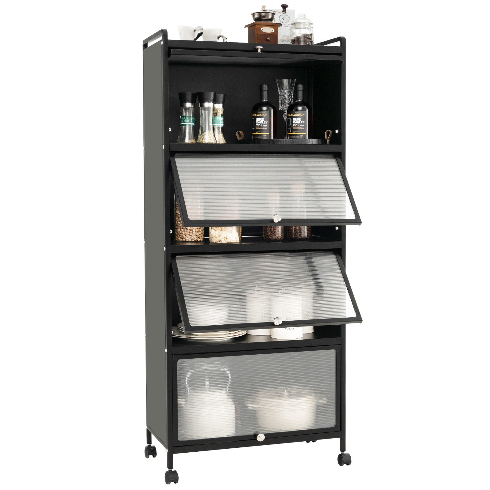 COSTWAY Hochschrank 5-stufig Küchenregal mit aufklappbaren günstig online kaufen
