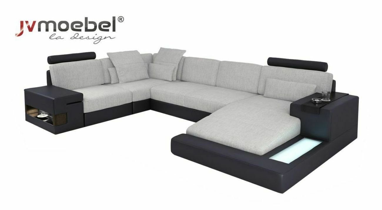 JVmoebel Ecksofa, Design Sofas Wohnlandschaft Ecksofa Leder U Form Sofa Couch Polster