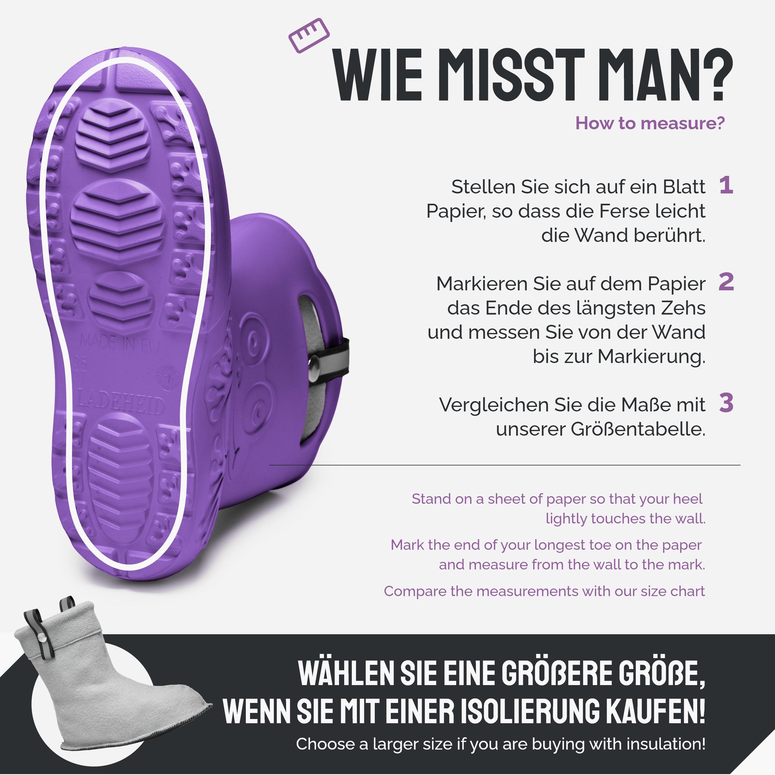 Ladeheid Damen federleichte EVA Gummistiefel Regenschuhe gefüttert LA-CA-23 Gummistiefel
