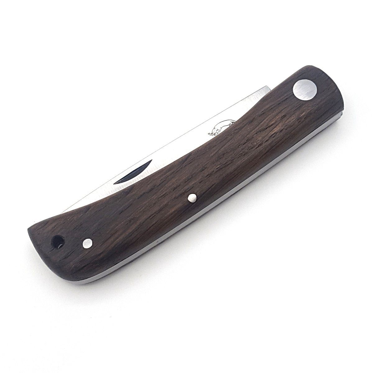 Otter Messer Taschenmesser Hippekniep Slipjoint mit groß Carbonstahl, Räuchereiche Lederband, Klinge