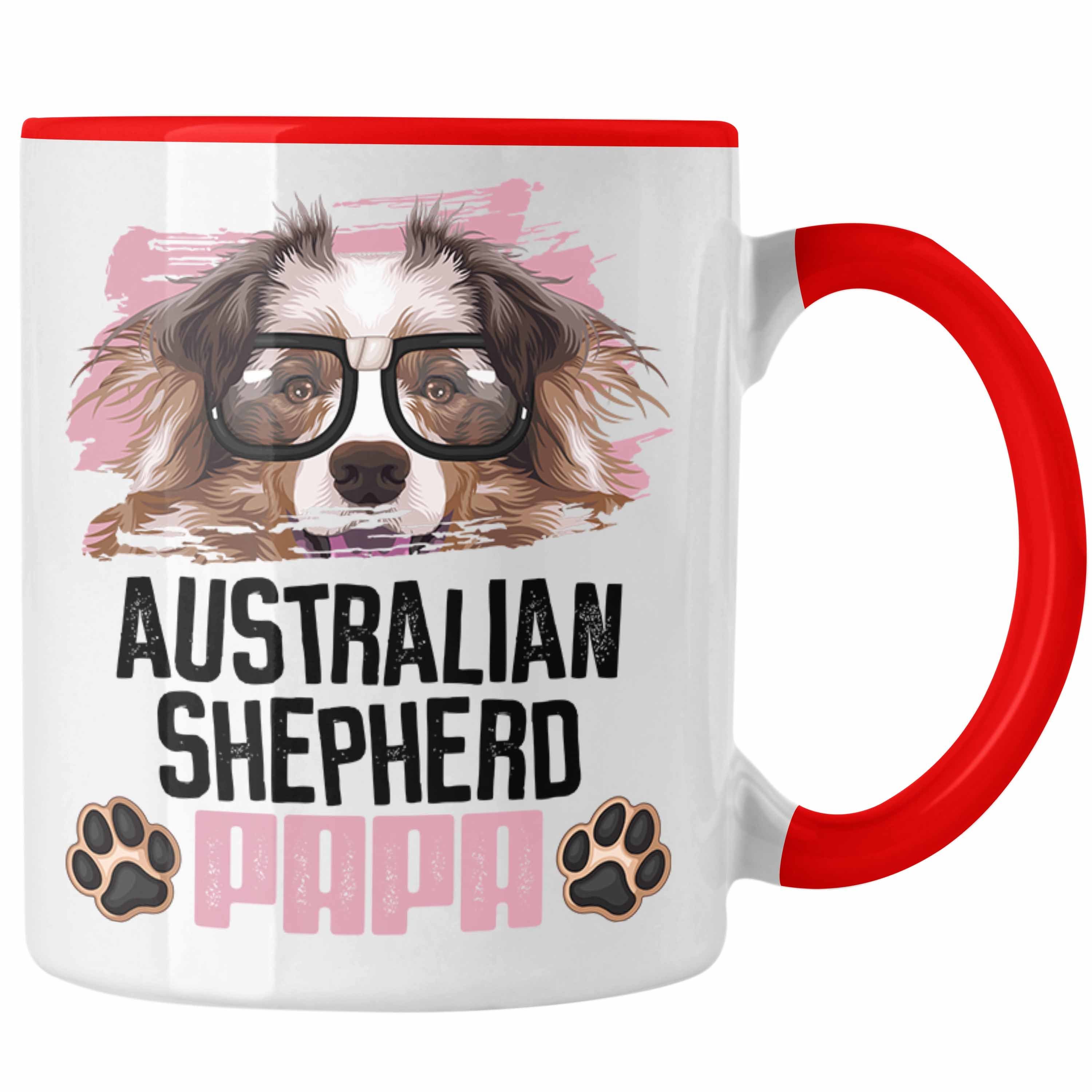 Trendation Tasse Australian Shepherd Papa Besitzer Tasse Geschenk Lustiger Spruch Gesch Rot