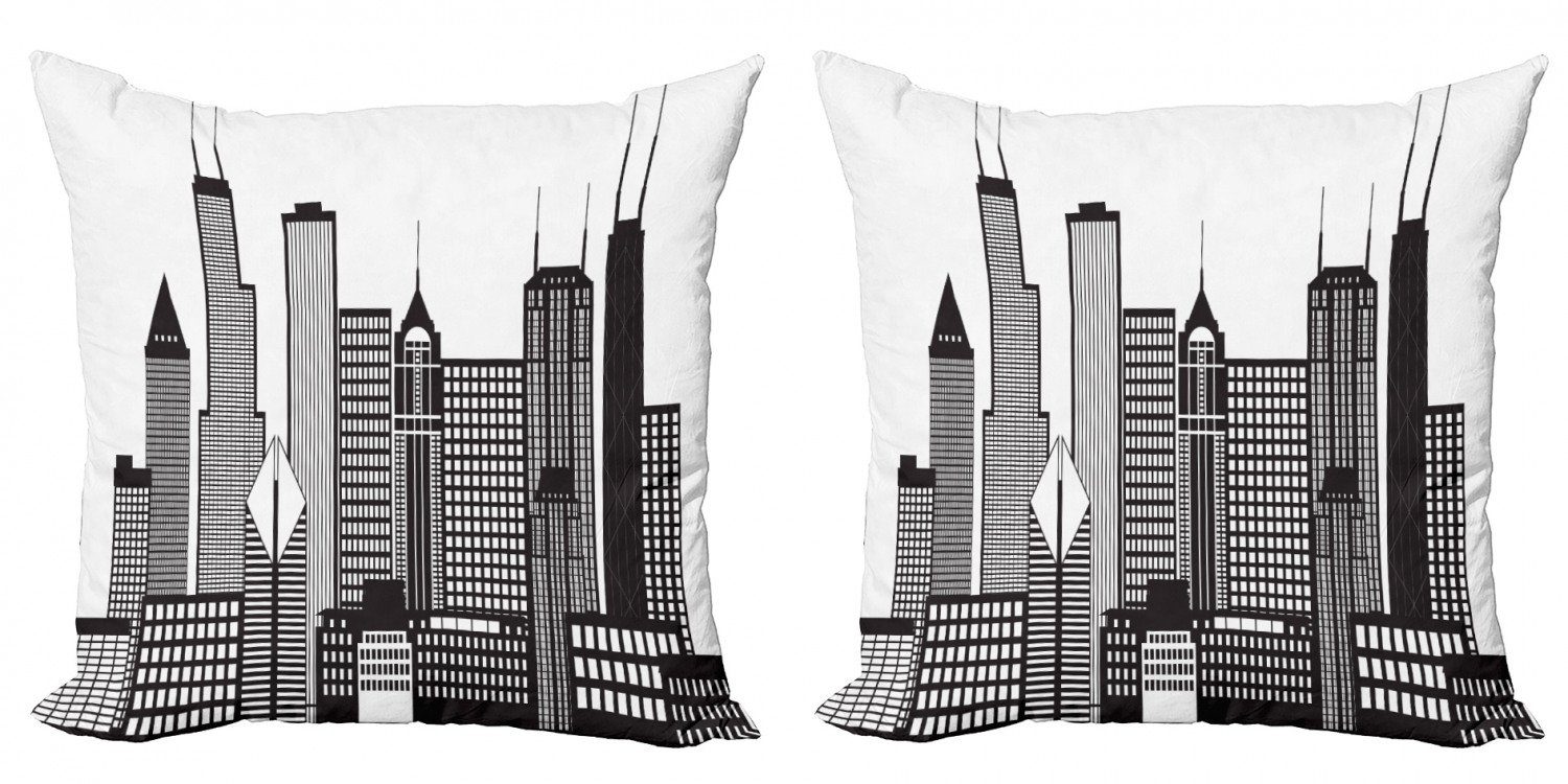 Kissenbezüge Modern Accent Doppelseitiger Digitaldruck, Abakuhaus (2 Stück), Stadt Chicago USA Skyline-Panorama | Kissenbezüge
