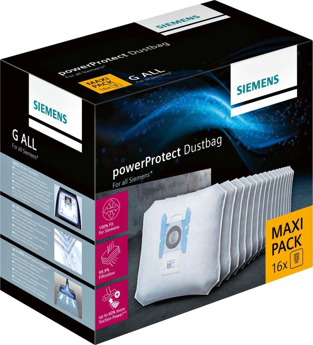 SIEMENS Staubsaugerbeutel 16er- Pack, passend für SIEMENS beutel Staubsauger, 16 St., Maxi Pack