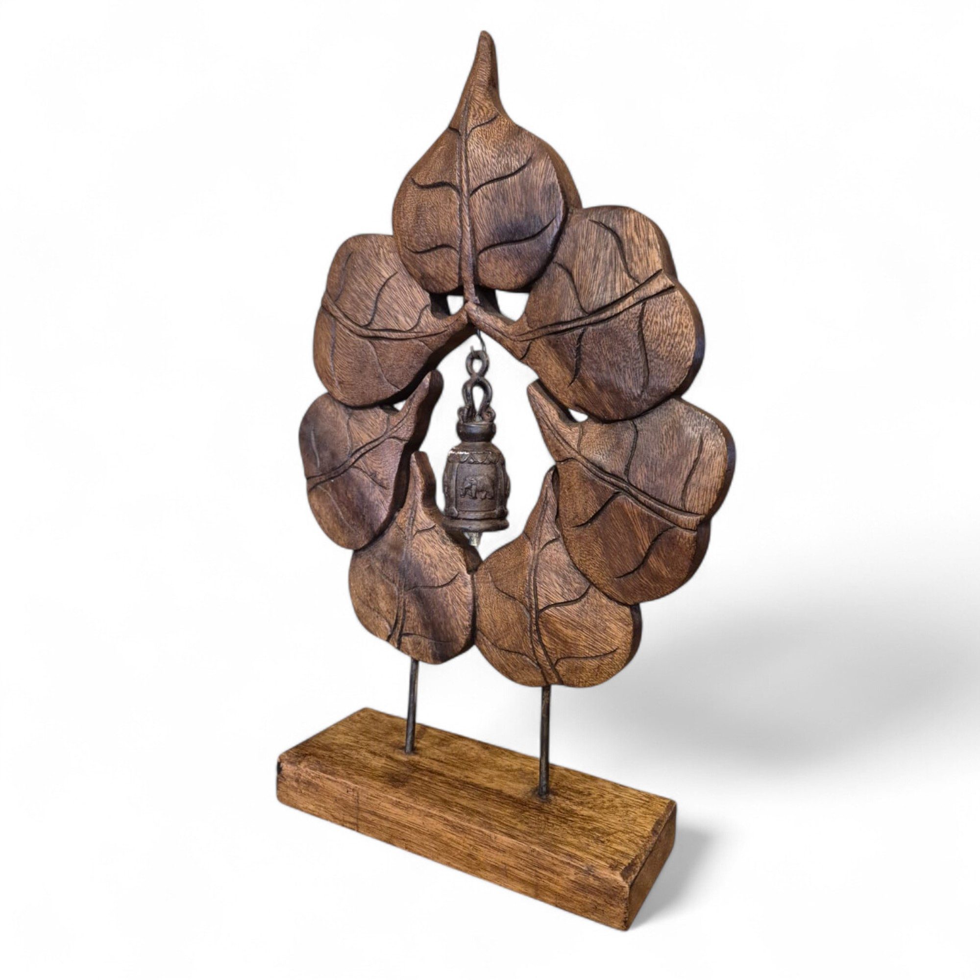 Kinaree Skulptur Thai Lebensbaum mit Glocke, Schnitzerei, Unikate, Tempelglocke