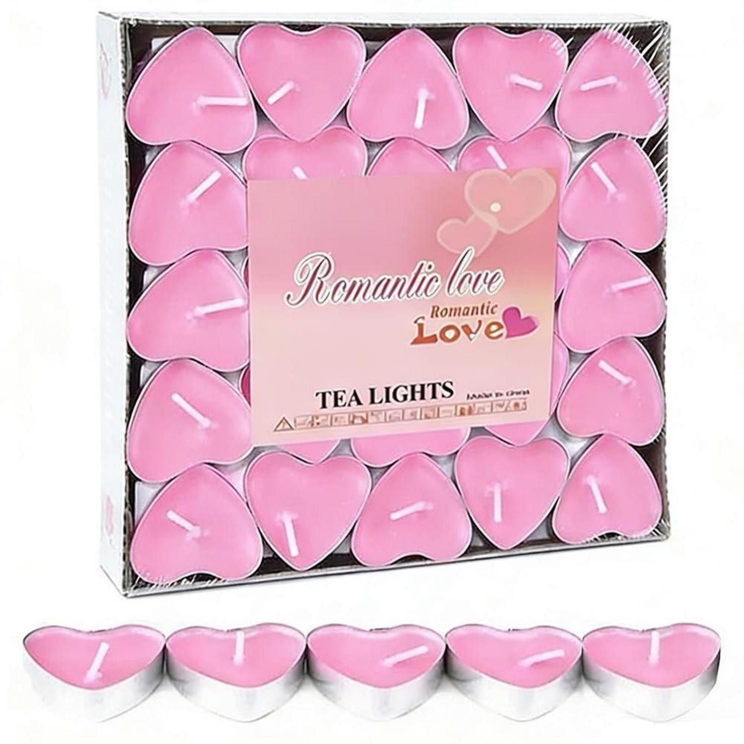 LuxusKollektion Formkerze Herz Kerzen Pink 50er Set