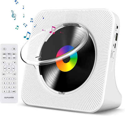 AKKEE Tragbarer CD плееры mit Bluetooth Desktop für zu Hause CD плееры (FM-Radio,unterstützt AUX/USB, mit Fernbedienung, USB-Anschluss, LCD-Display für Geschenk,Zuhause)