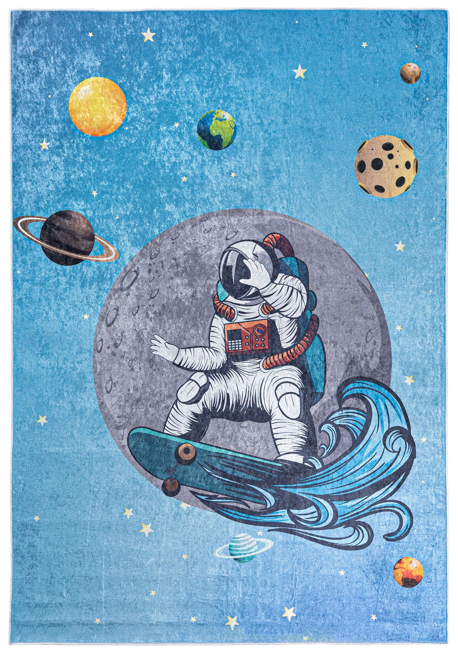 Mazovia Kinderteppich Kinderteppich Kinderzimmerteppich Planeten Weltraum, 80 x 150 cm
