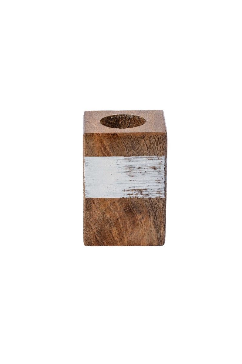 INNA-Glas Kerzenhalter Holz Kerzenleuchter KARLINA für Stabkerzen bis ca. Ø2,5cm, Natu