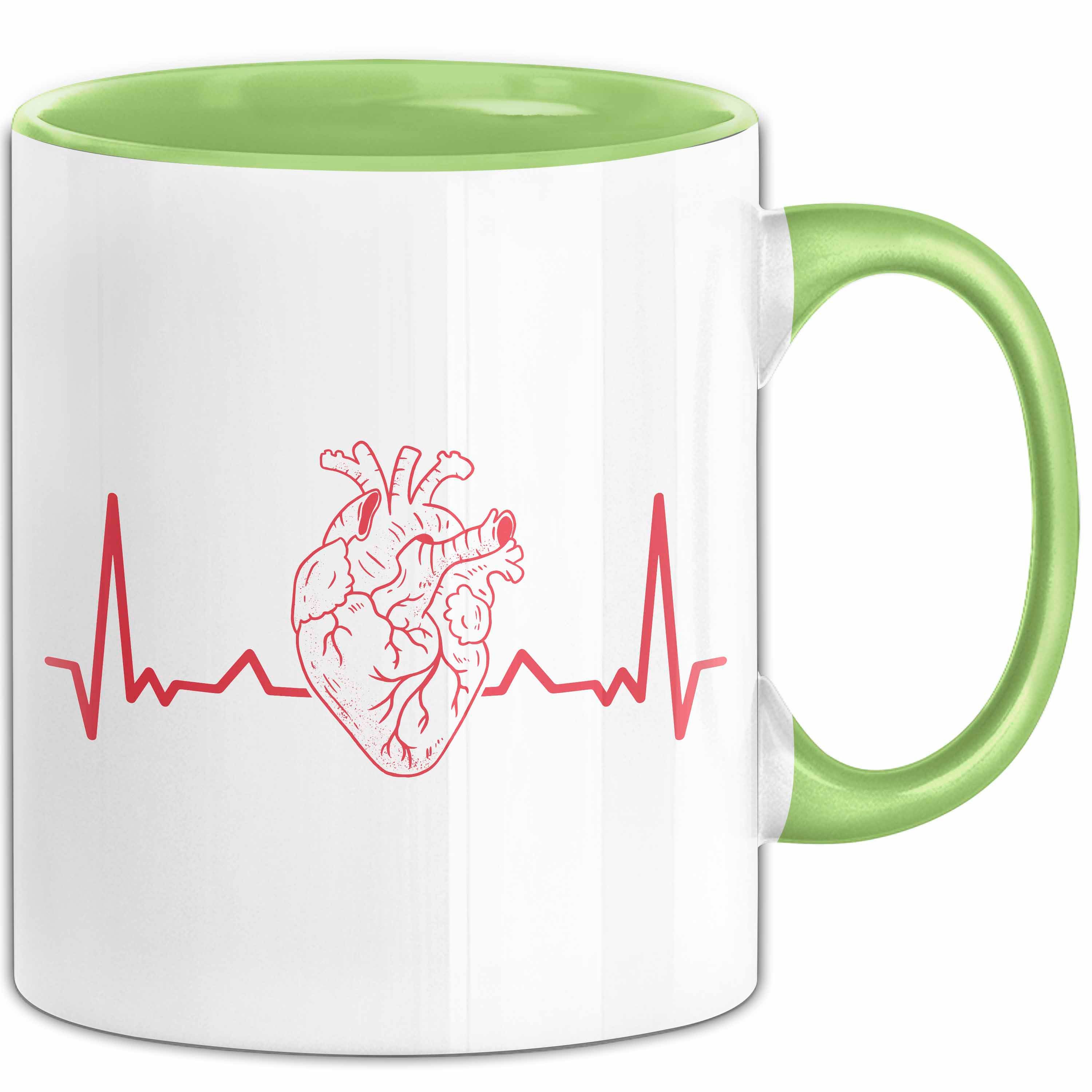 Trendation Tasse Kardiologe Geschenk Tasse Herzschlag Ekg Herz Kardiologie Kaffee-Beche
