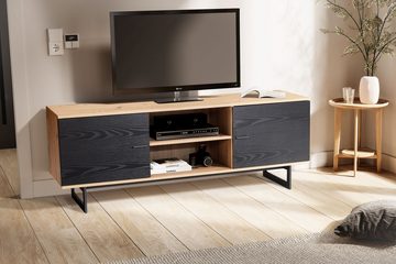 Wohnling Lowboard WL6.822 (Eiche-Dekor Schwarz, 150x55x40 cm, zwei Türen), TV-Kommode Hoch, TV-Schrank Modern Fernsehtisch