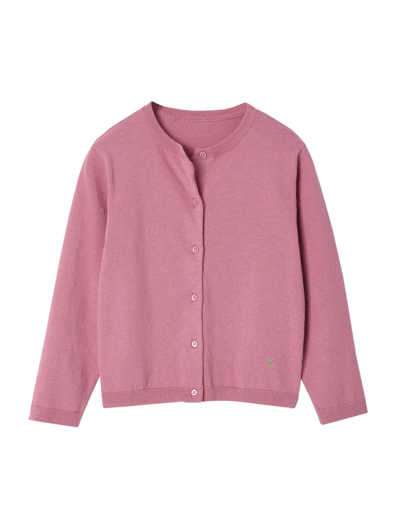 vertbaudet Strickjacke Mädchen Strickjacke BASICS Runder Ausschnitt, Knopfverschluss