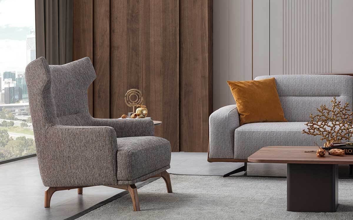 Outlet-Versandhandel JVmoebel Sessel Design Modern Grau Luxus Made Textil Relax Relaxsessel Sessel Sessel Sitzer Europe In (Sessel)