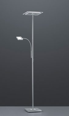 TRIO Leuchten LED Stehlampe Wicket, Lesearm, LED fest integriert, Warmweiß, Stehleuchte, Fluter Nickel matt, Touch Dimmer, flexibler Lesearm