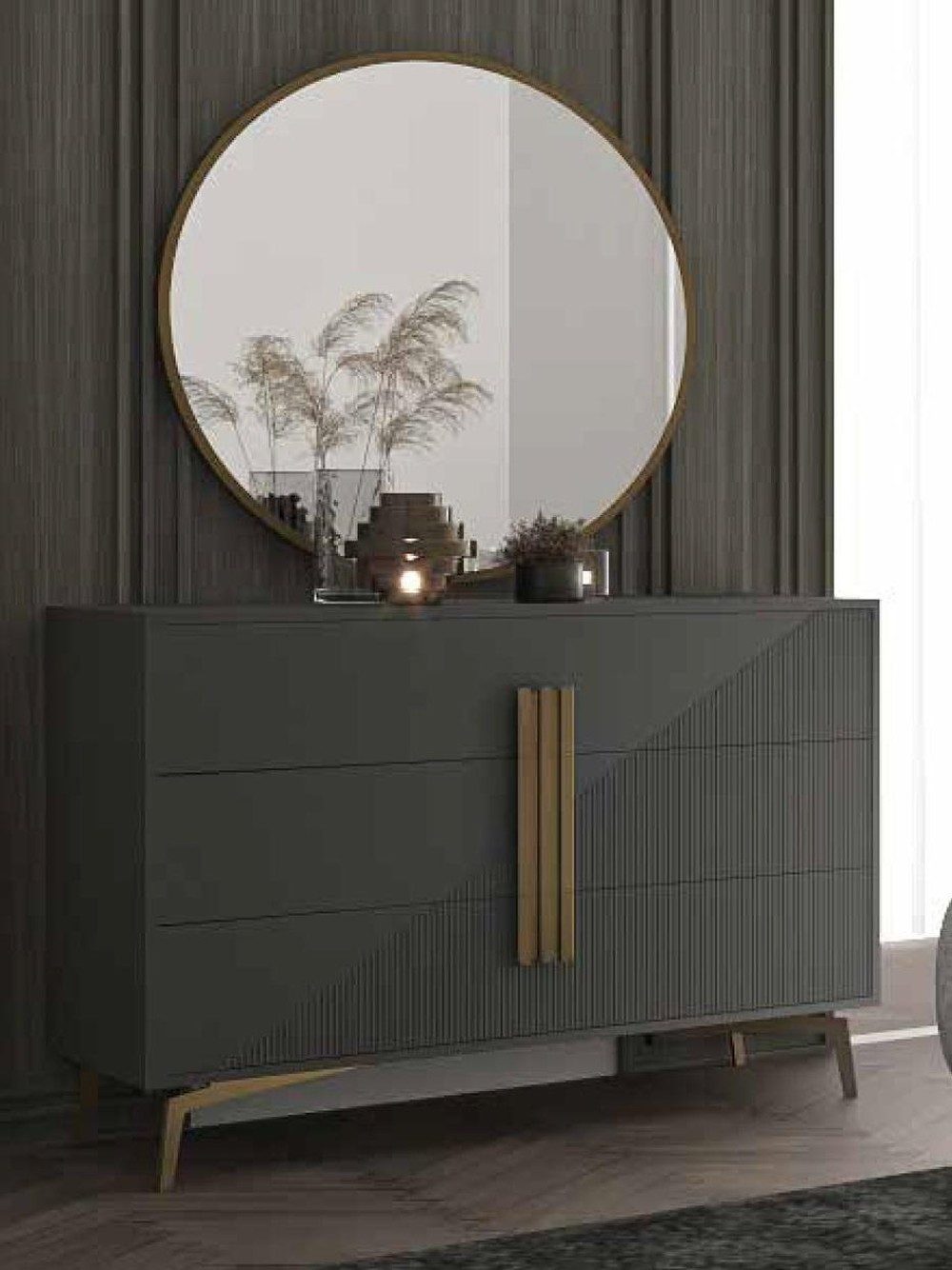JVmoebel Spiegel Runder Luxus Spiegel in Gold mit elegantem Design (1-St., Nur Spiegel), Made in Europa