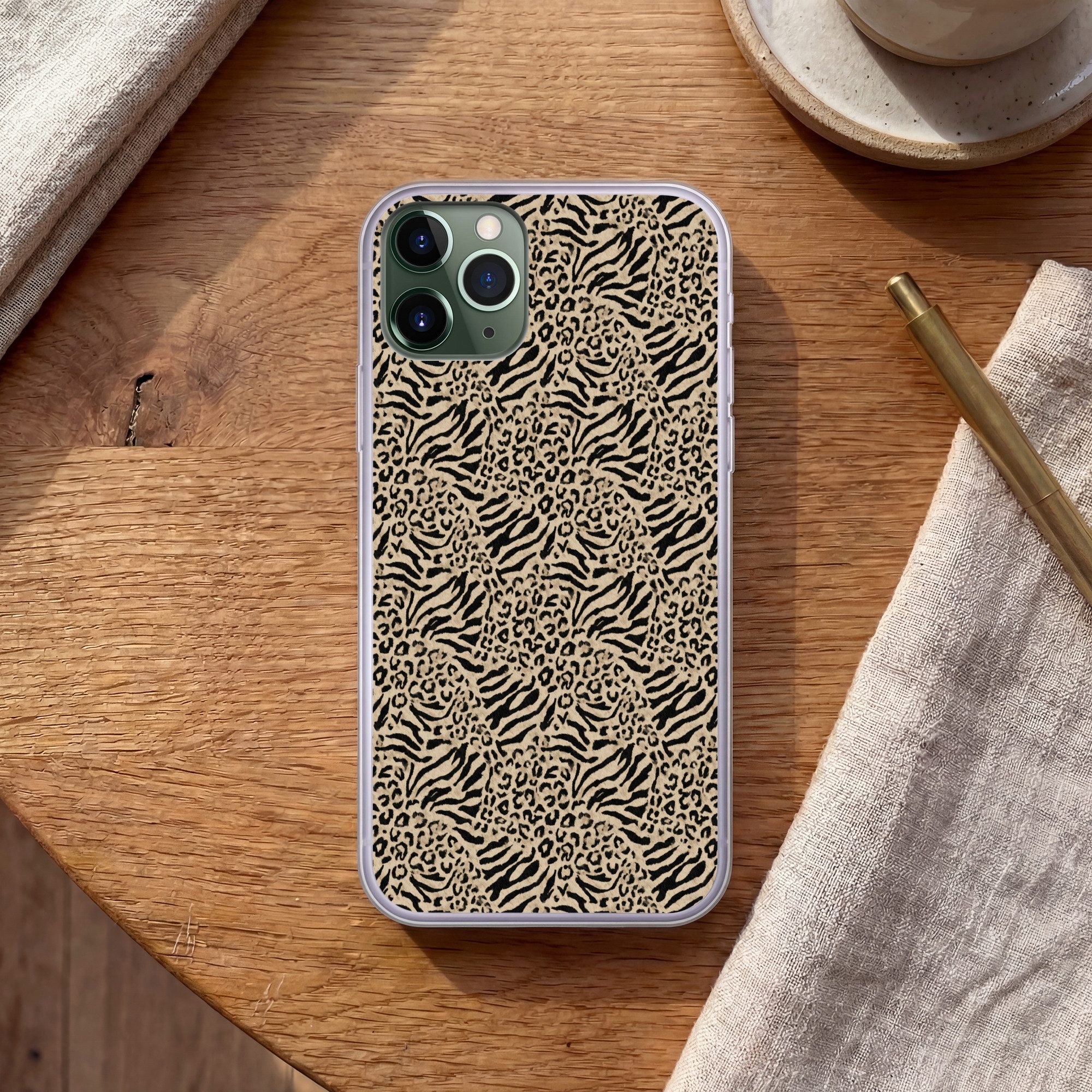 MuchoWow Handyhülle für Apple iPhone 11 Pro Giraffe - Zebra - Motiv - Braun, Smartphone-Bumper, Print, Handy Schutzhülle Dünn