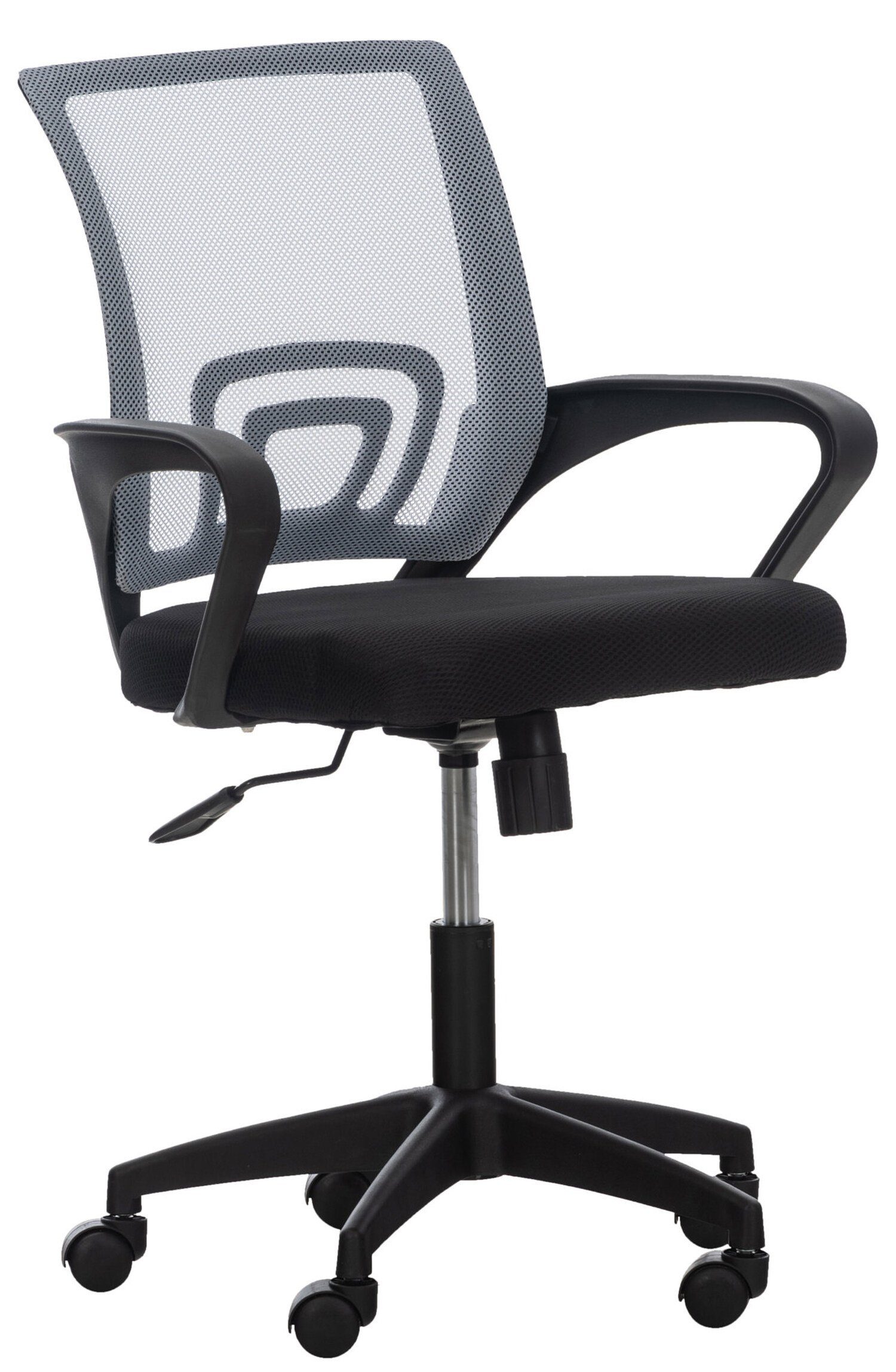 TPFLiving Bürostuhl Audrey mit bequemer ergonomisch geformter Rückenlehne,  Gestell: Kunststoff schwarz - Sitzfläche: Netzbezug grau
