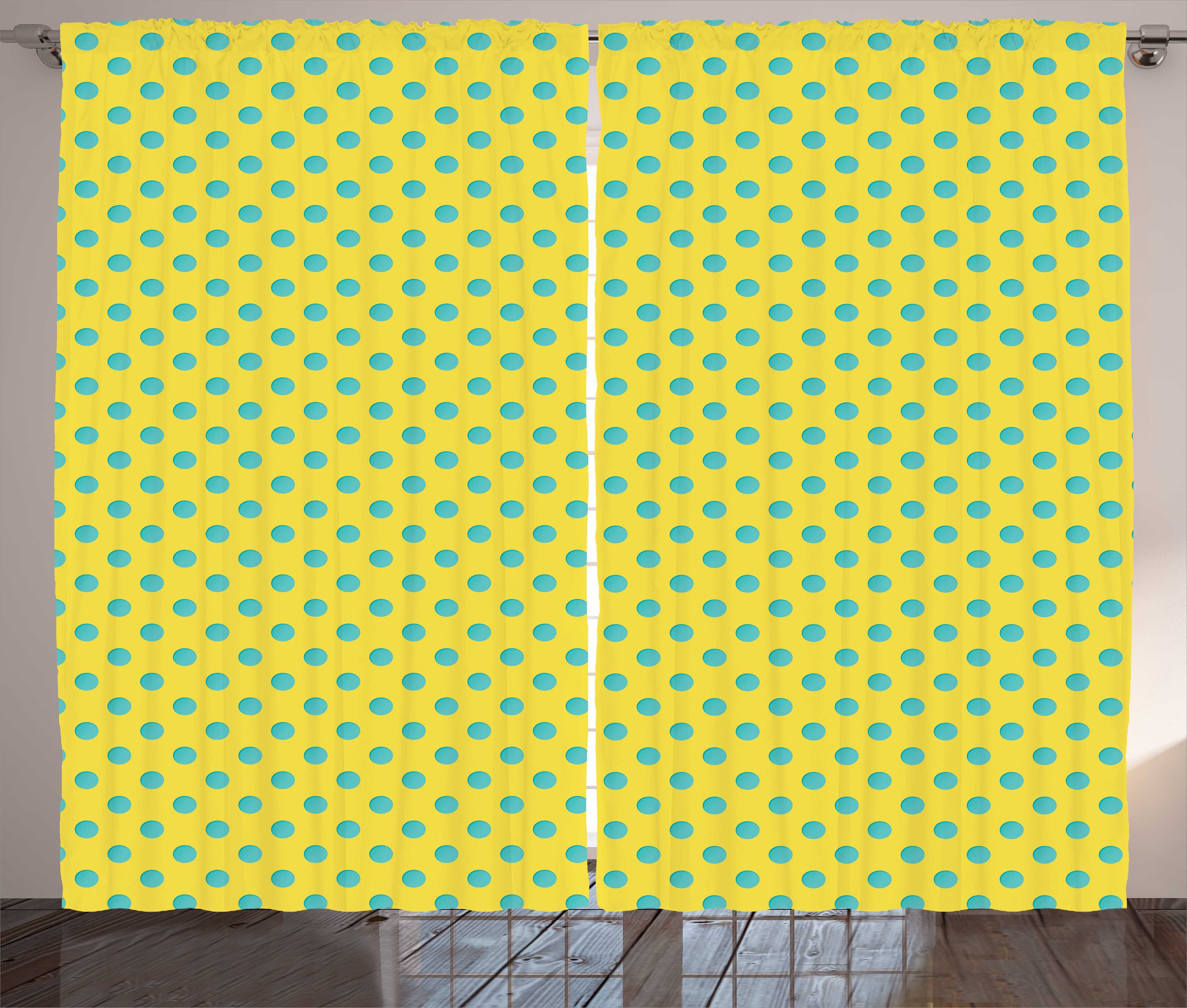 Gardine Abakuhaus, und Haken, Blots Kräuselband Gelbe Vorhang Schlaufen mit Schlafzimmer Punkte