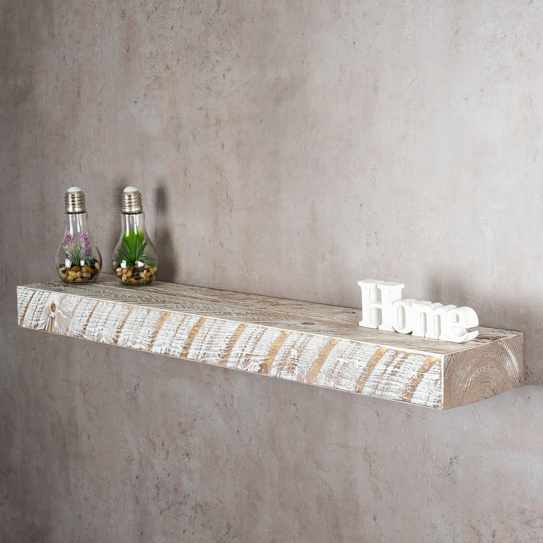 Levandeo® Wandregal, levandeo Wandregal Holz Massiv 100x20cm Shabby Chic Wa günstig online kaufen