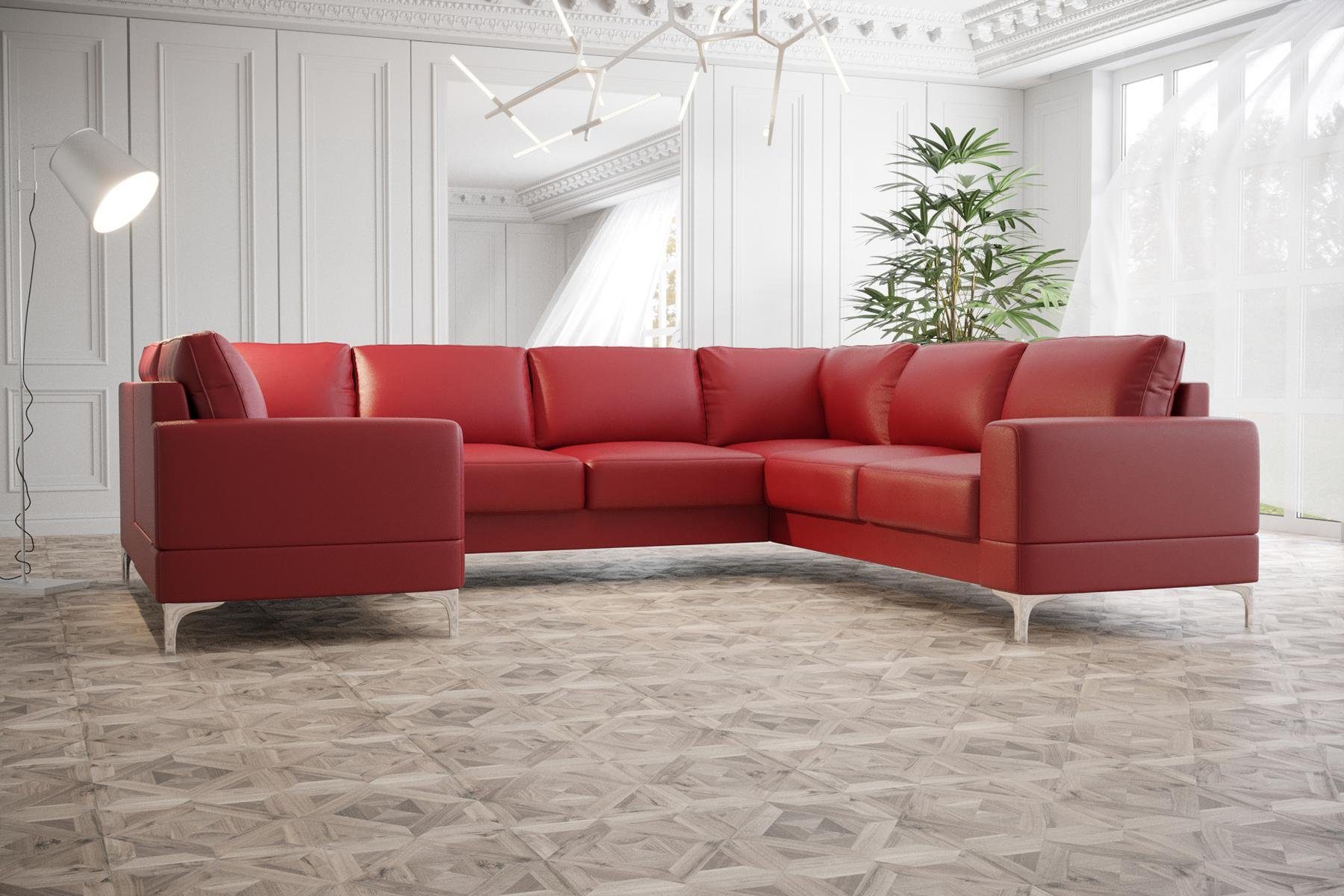 JVmoebel Ecksofa Wohnlandschaft Polsterecke Sofa Couch Sofas Neu, Made in Europe Rot