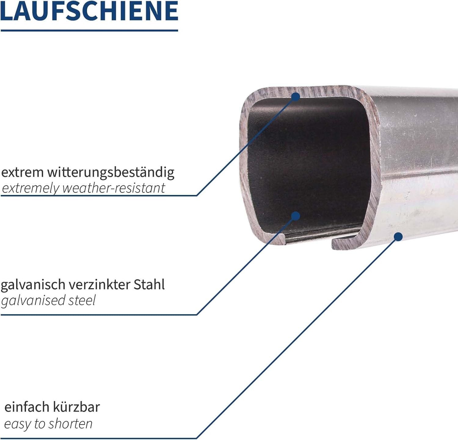 MEA Torbeschlag für Schiebetore, Typ 1 bis 200kg, Schiebetür und Scheunentore (Typ 1 bis 200kg), für Innen- & Außenbereich