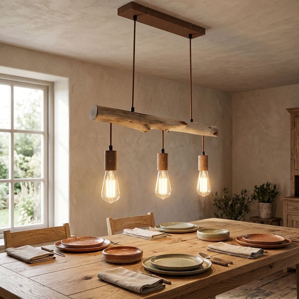 GLOBO LIGHTING Hängeleuchte, Leuchtmittel nicht inklusive, Hängeleuchte Holz Esstisch Lampe Küche hängend Retro Deckenleuchte