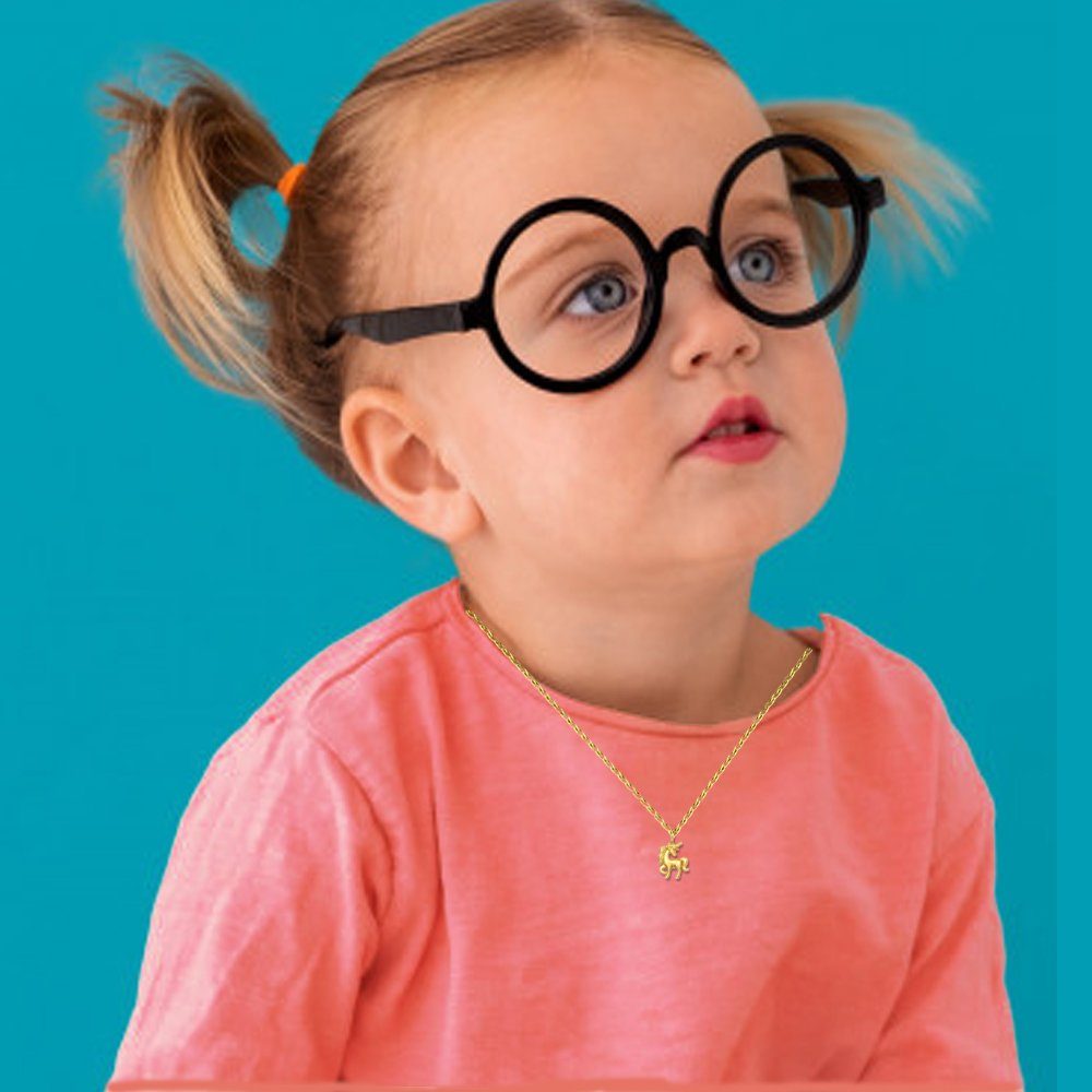 Limana Kette mit Anhänger 925 Sterling Silber Gold 36cm-39cm Pferde Einhorn Kinderkette (inkl. Geschenkdose), Geschenk für Kinder Mädchen Kinderschmuck