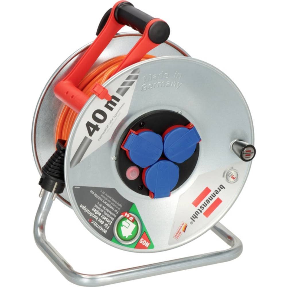 Brennenstuhl IP44 Kabeltrommel 40 m AT-N05V3V3-F 3G1.5 Kabeltrommel, UV-Beständig, für Außenbereich geeignet