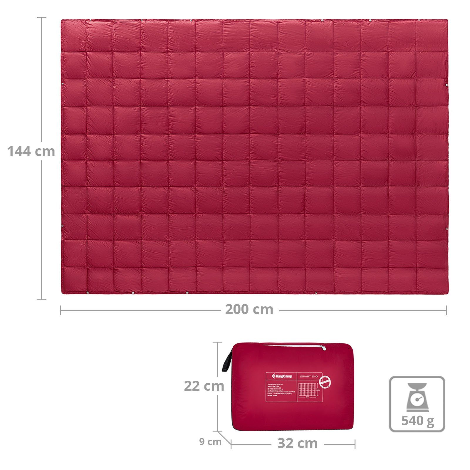 Outdoordecke Matte, Decke Decke Smart 540 540 KingCamp, Park Strand g Wine Red Leicht Picknick Camping