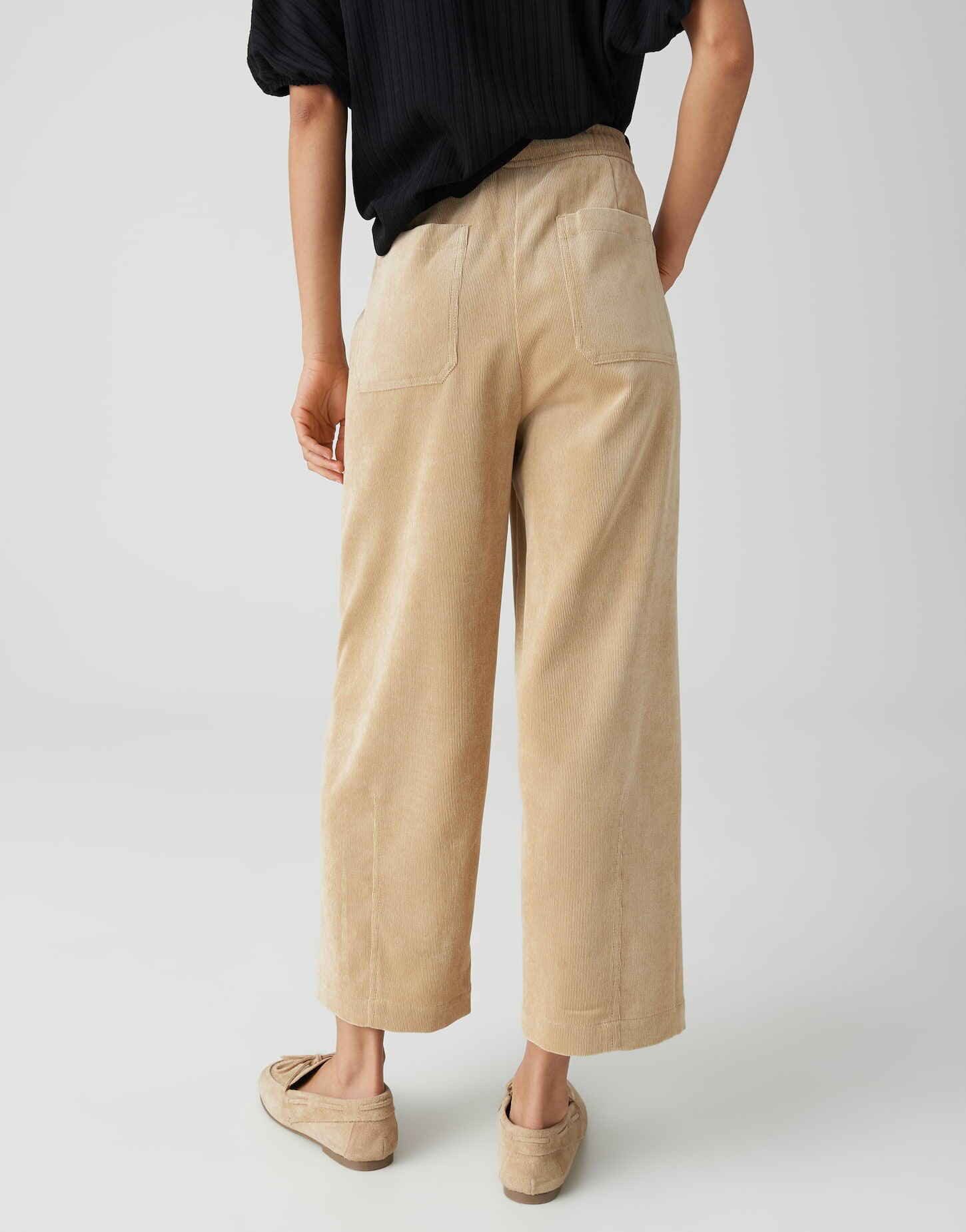 OPUS Stoffhose MISHA BARREL Leg City Pants aus Feincord vorverlegte Seitennaht
