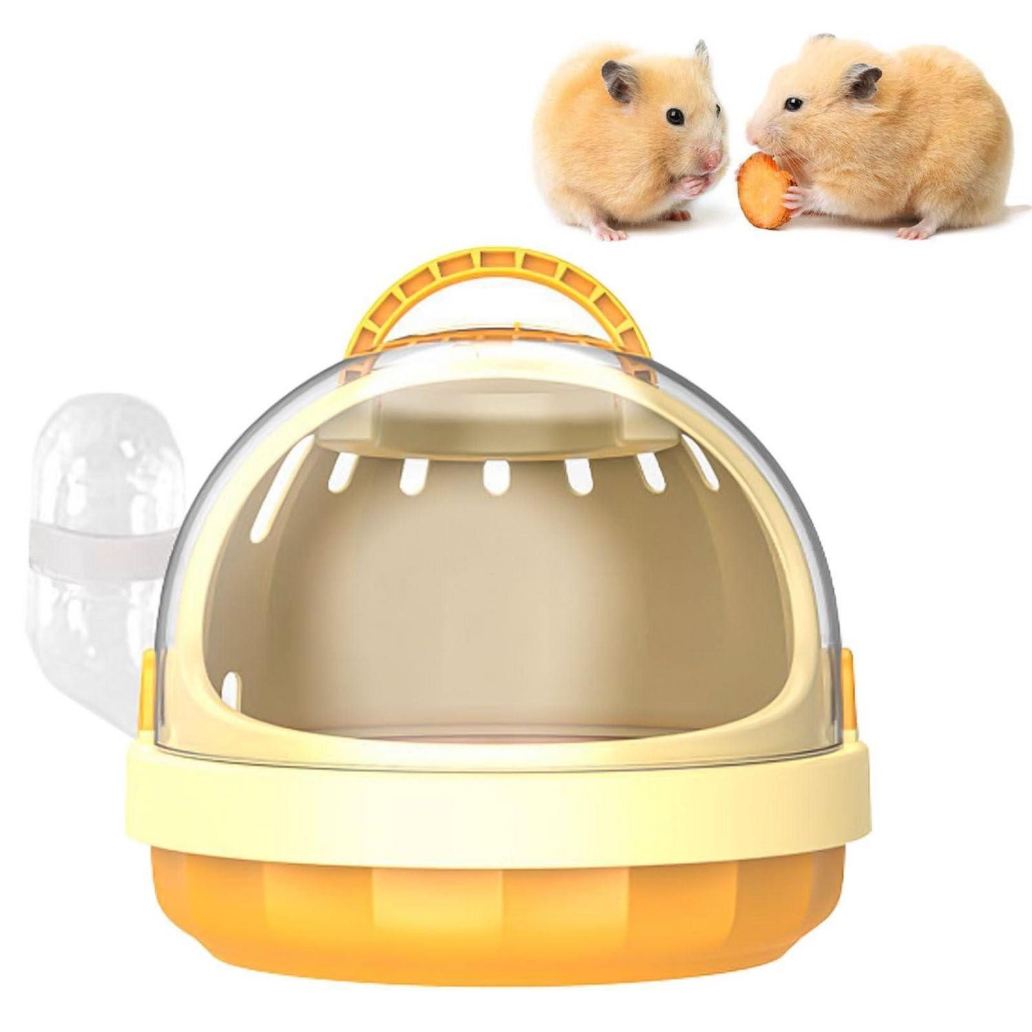 LuxusKollektion Tierreisebox Hamsterkäfig Tragbar Gelb mit Wasserflasche