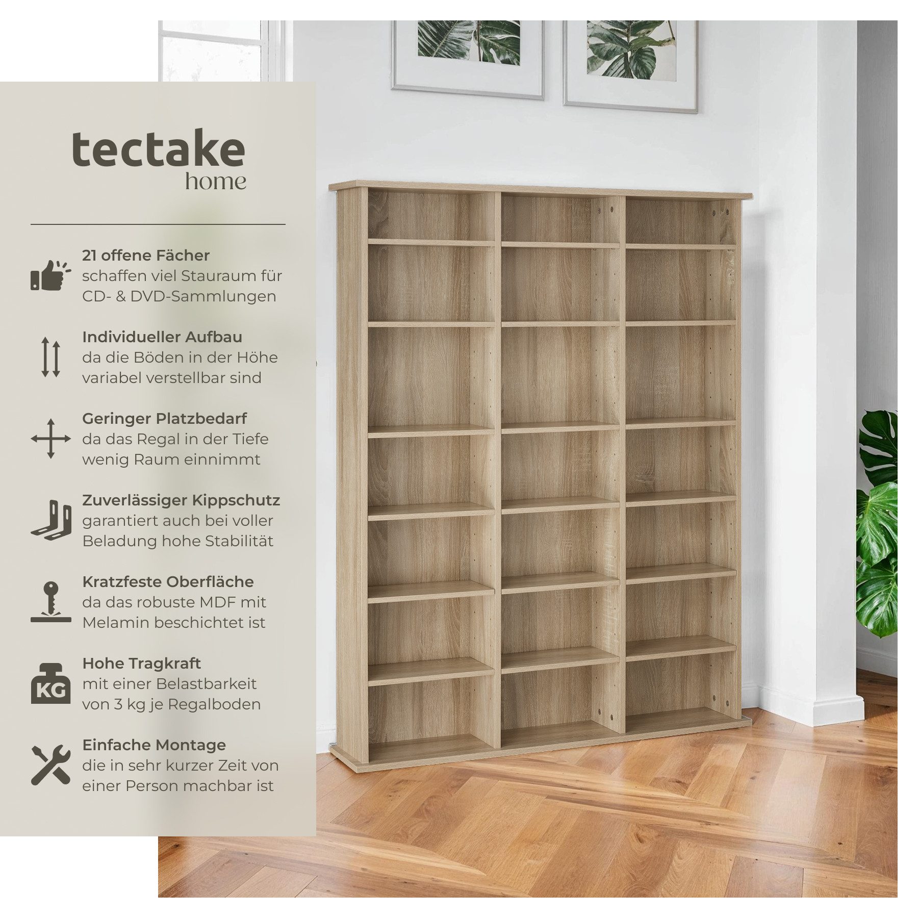 tectake CD-Regal CD DVD Regal, Set günstig online kaufen