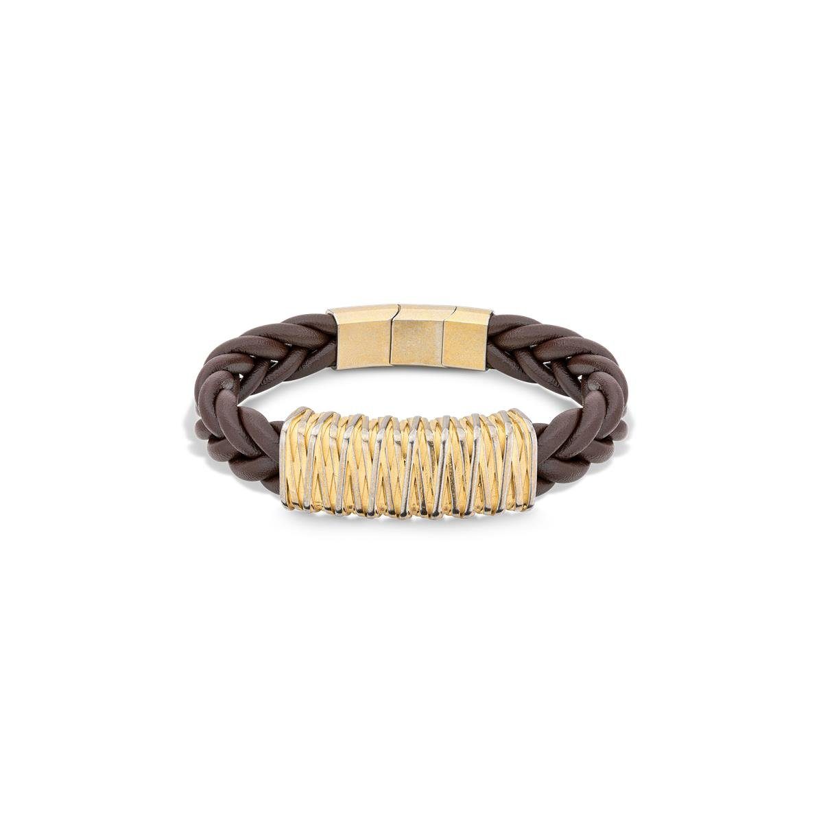 Lederarmband Police Armband PEJGB2112311 Leder geflochten vergoldet