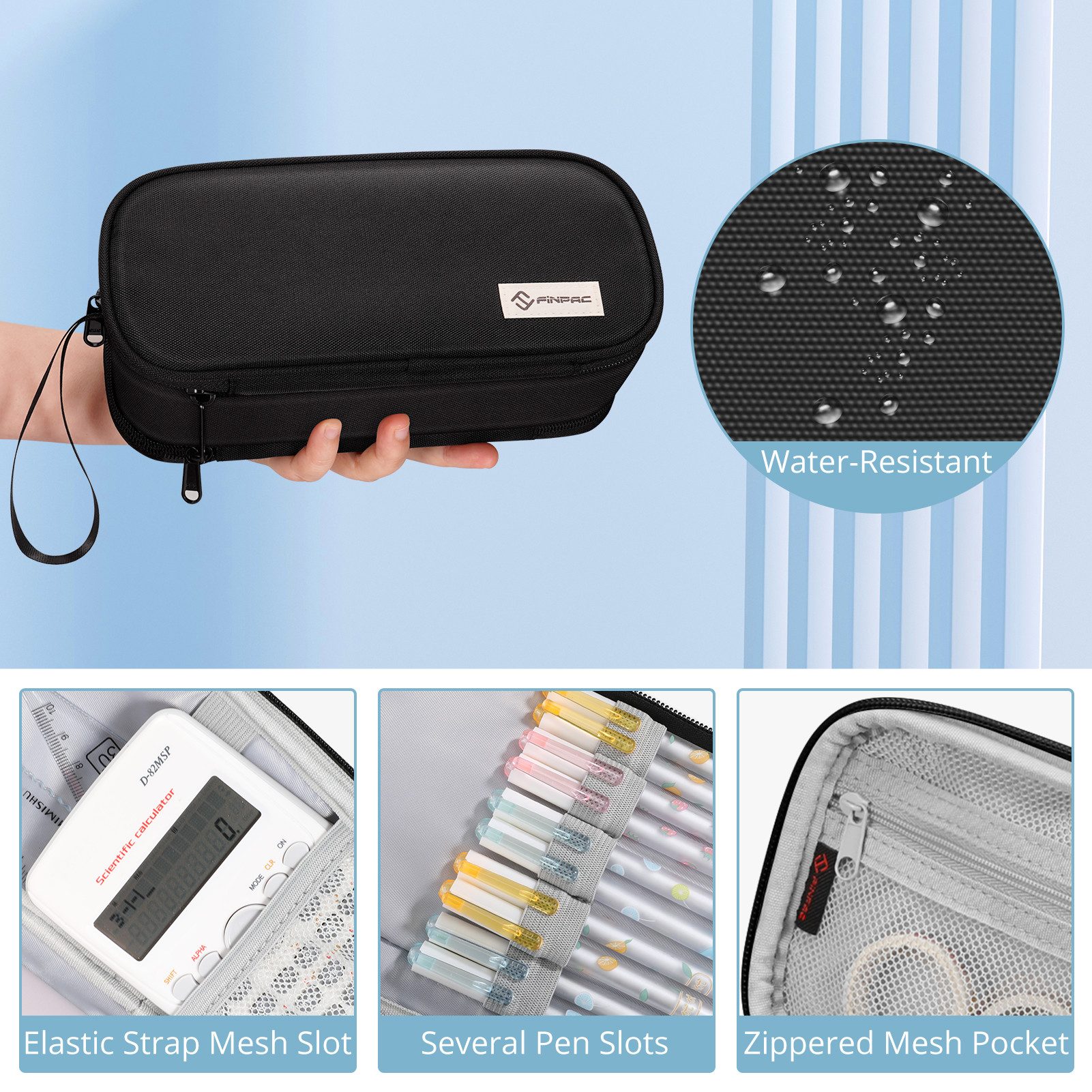 Fintie Federmäppchen Federtasche - Große Kapazität Mäppchen mit 3 Fächern Stiftetasche, Schlamperbox Bleistifttasche Schulmäppchen für Schule & Büro – Bild 4 von 5