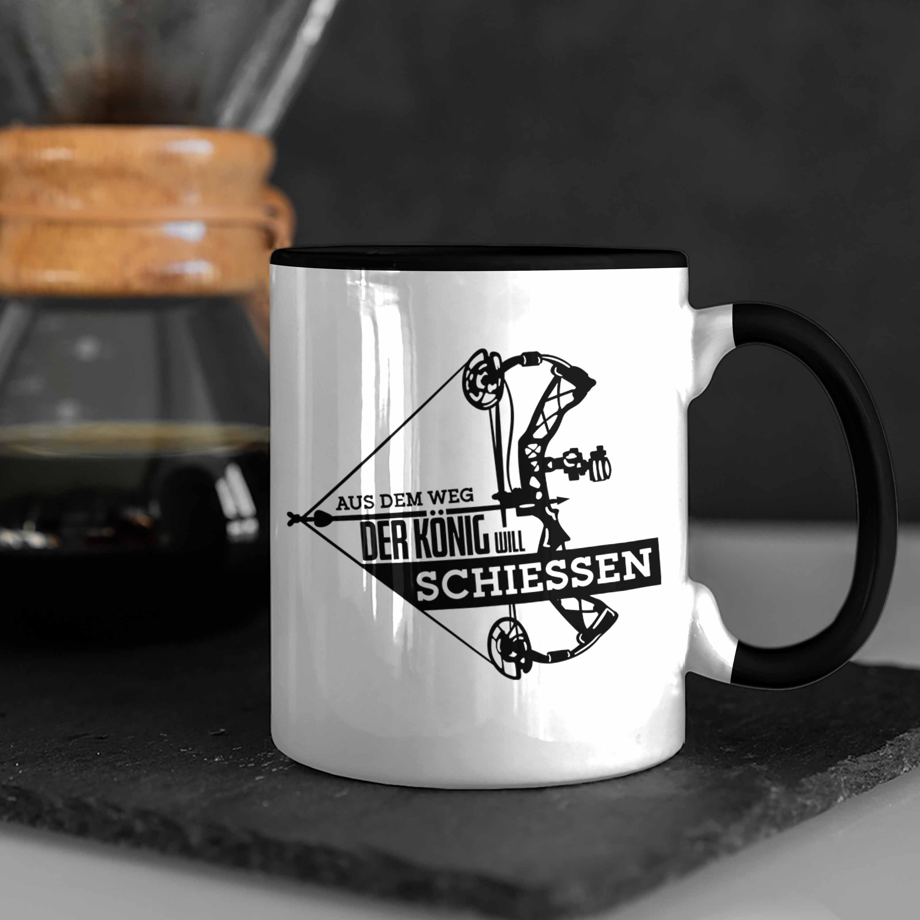 für Tasse Geschenk Bogenschießen Spruch Schwarz Pfeil Bogenschütze - und B mit Trendation Tasse