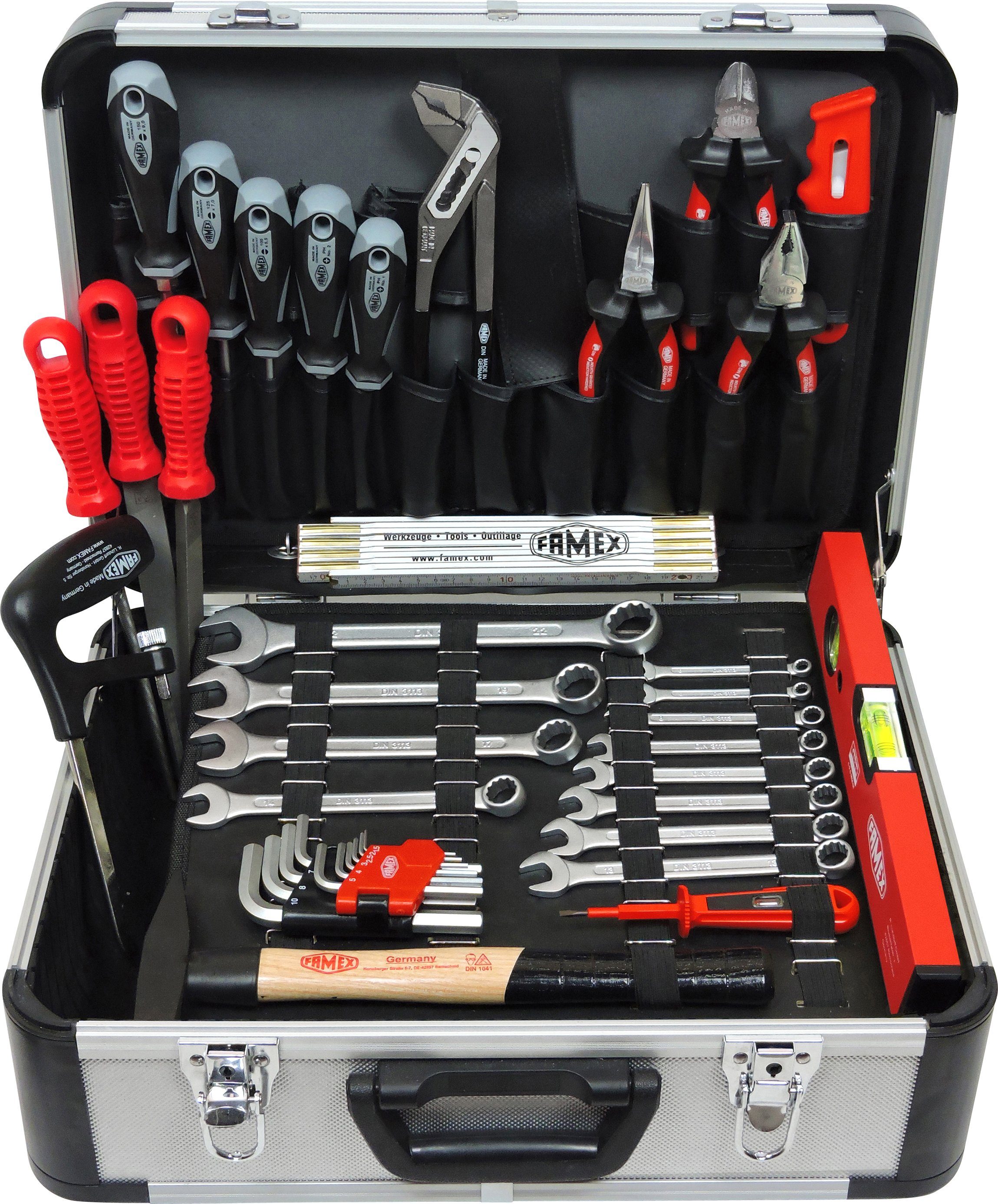 FAMEX Werkzeugset »729-88 Profi Alu Werkzeugkoffer mit Werkzeug Set -  Werkzeugkiste gefüllt - viele Werkzeuge aus deutscher Produktion«, ( Werkzeugkoffer), TOP-Qualität online kaufen | OTTO