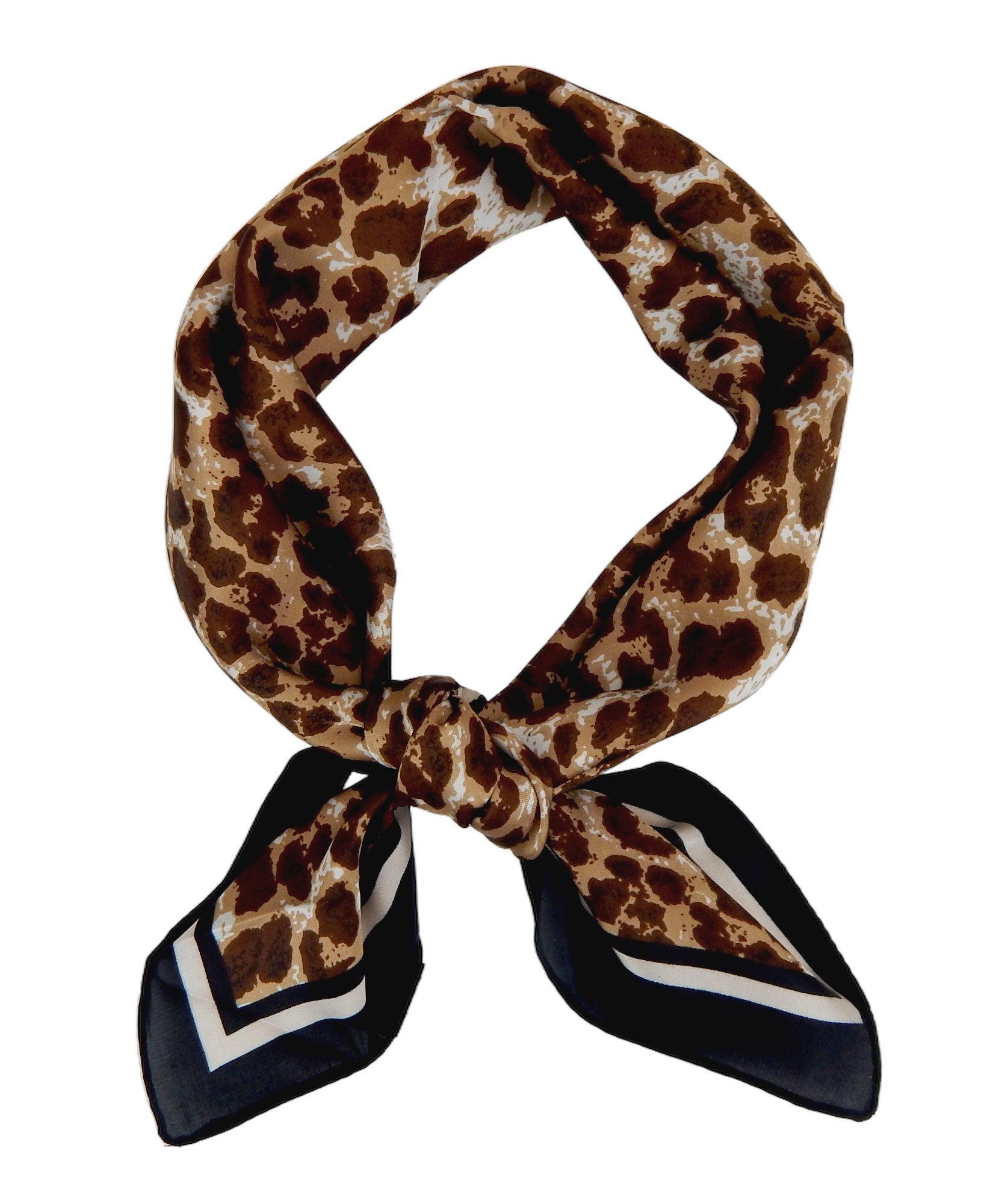 Ella Jonte Halstuch, trendiges Leopardenmuster in Braun-Beige - Bandana