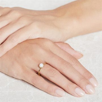 Unique Goldring Ring 14K Gold Perle (Größe: 50mm)