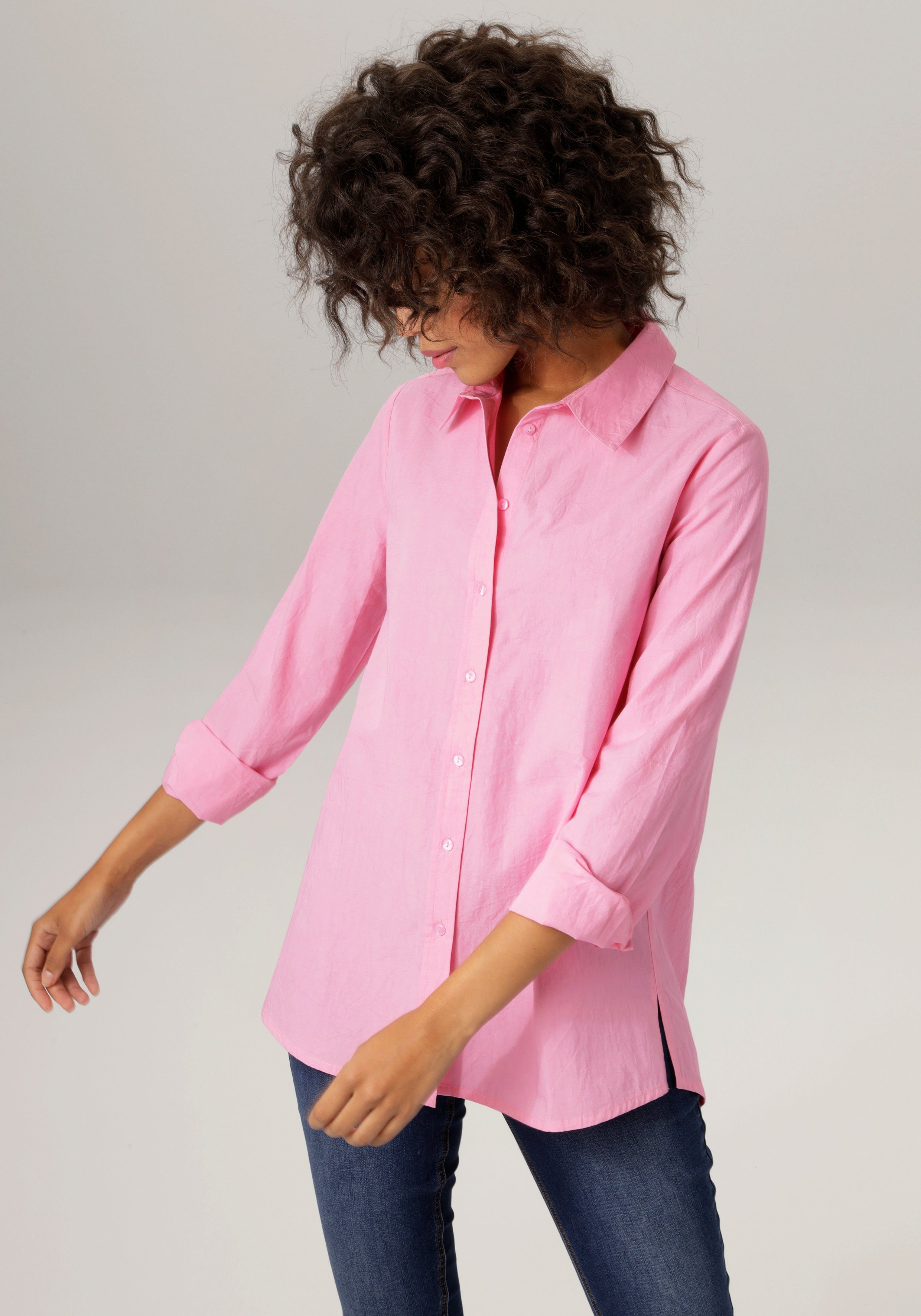 Aniston CASUAL Longbluse mit kurzen Seitenschlitzen hellpink