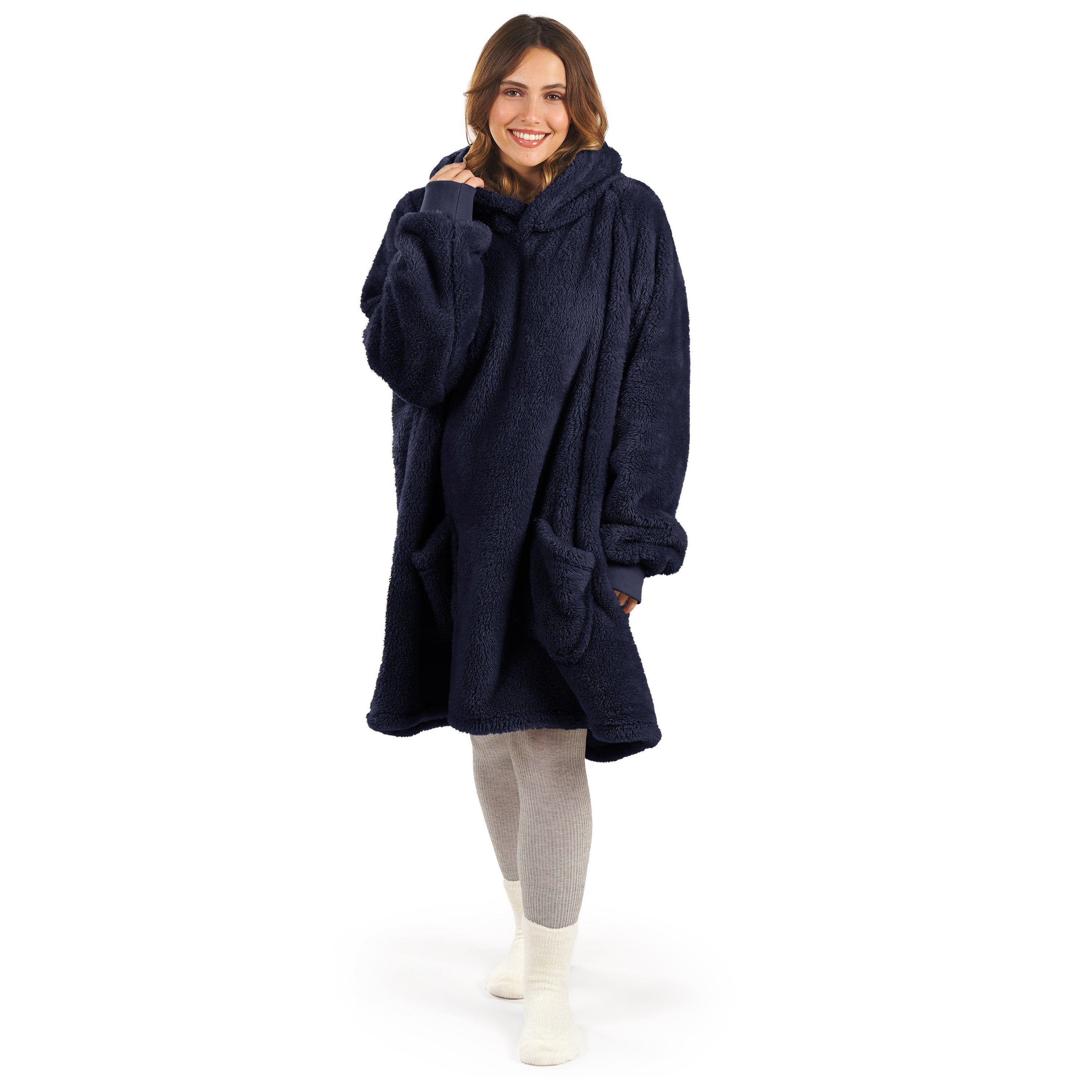 Blumtal Hoodie Ärmeldecke Unisex - flauschig mit Ärmeln - OEKO-TEX zertifiziert mit Ärmeln und Fußtasche