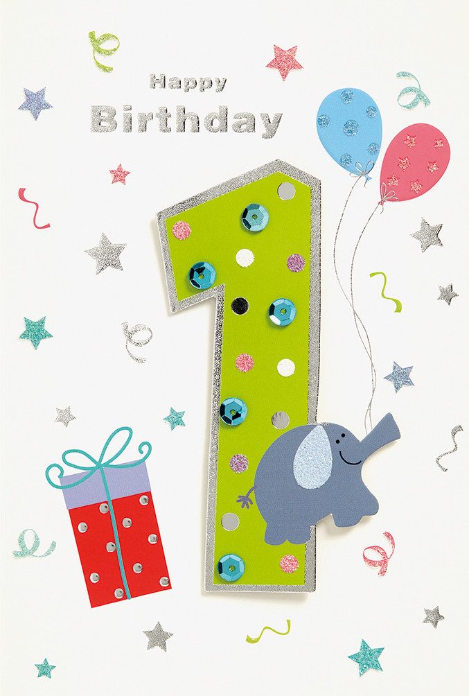 BSB Grußkarten 1. Geburtstag - Collage - Glückwunschkarte im Format 11,5 x 17 cm