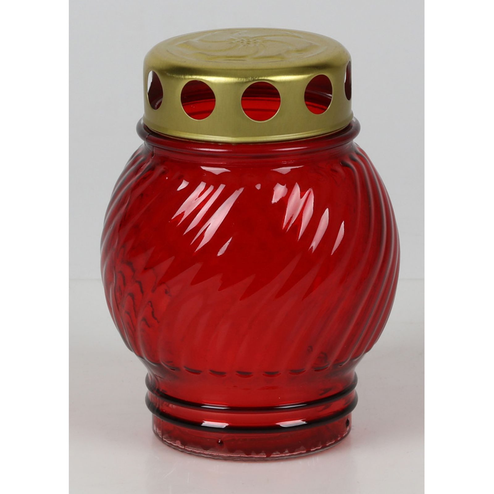 BURI Grabkerze 12x Glas-Grablicht rund H14 cm mit goldenem Deckel – Trauerkerze